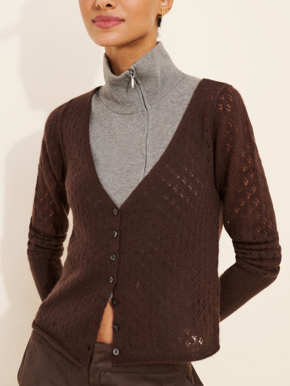 Free People Moonlit Cashmere Cardigan in Brown Size M